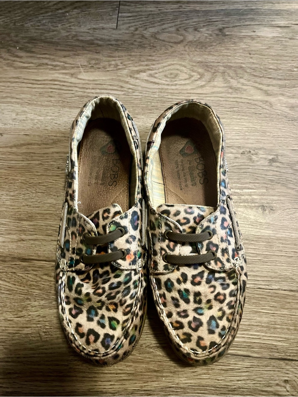 BOBS from Skechers Leopard Print Slip-On Shoes in Multicolor Spots